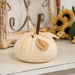 Angle. BreeBe - Stuffed Cream Harvest Sweater Pumpkin - 5.5"H - Cream.