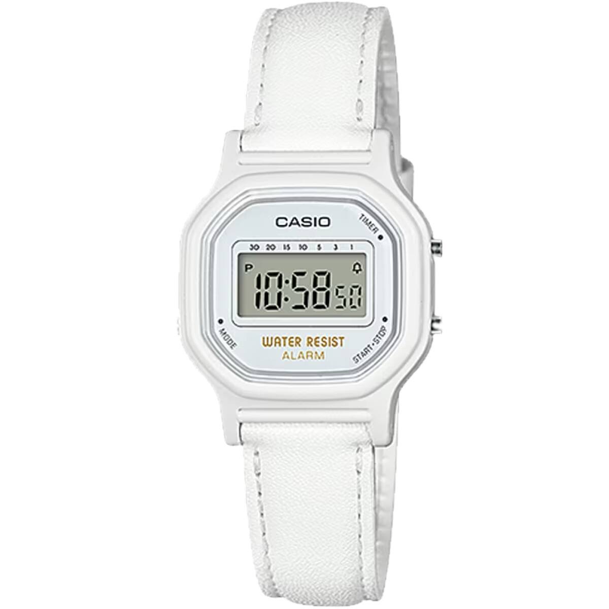 Casio - Women's Classic Digital Watch with Leather Band - LA-11WL-7A - White