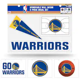 Rico Industries - Golden State Basketball Warriors NBA Set of 6 Removable Wall Decal Stickers - Multi