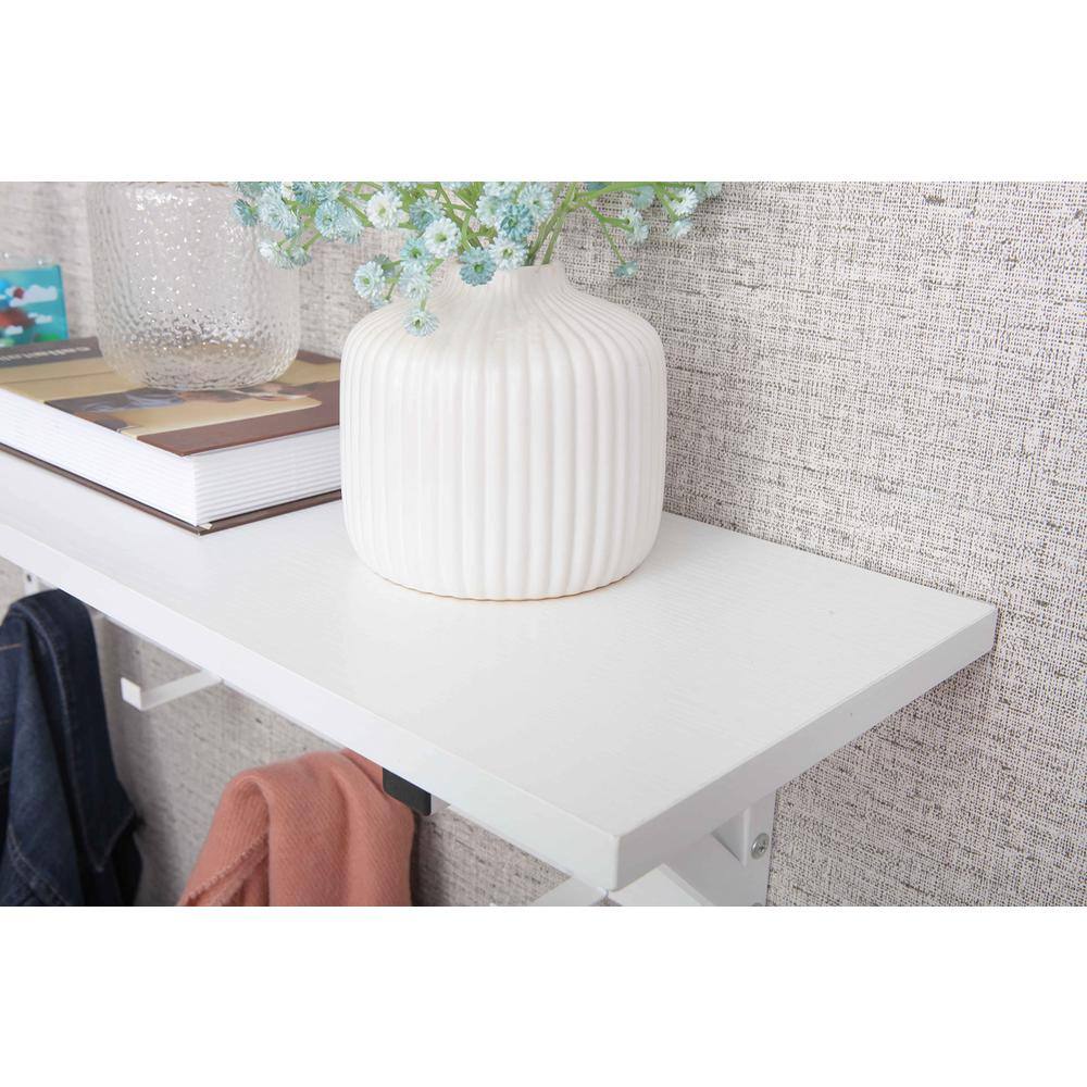Alt View 1. JJS - Floating Shelf Coat Rack - White.
