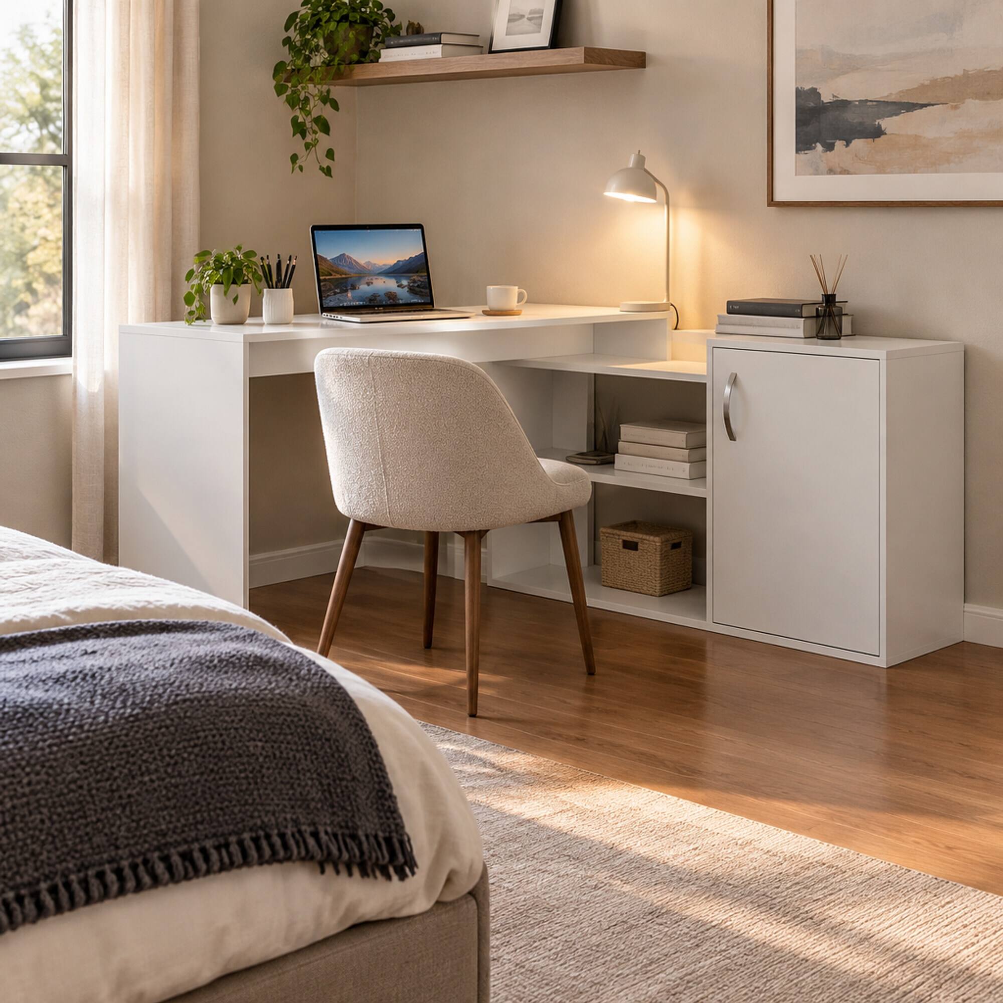 RYHNUYNE Modern L Shaped Computer Desk, 59 Inch Workspace, Right Return ...