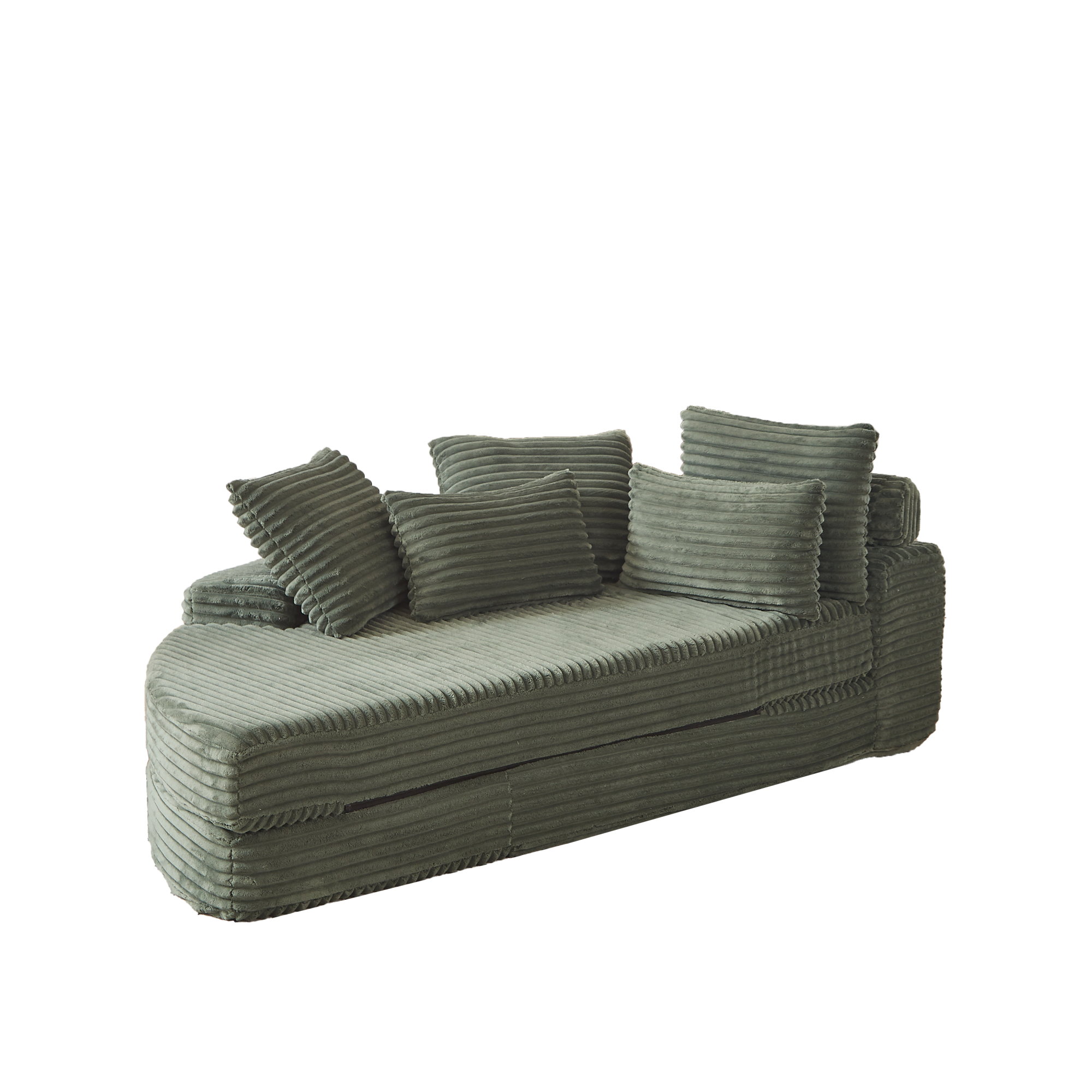 Alt View 4. GOODSILO - Semi-Circular 2-in-1 Sofa Bed with Neck Pillow and Throw Pillows for Living Room Comfort - Green.