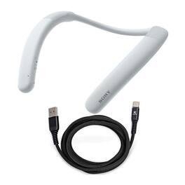 Sony - SRS-NB10/H Neckband Speaker with 6-Feet USB-C Cable Bundle - White