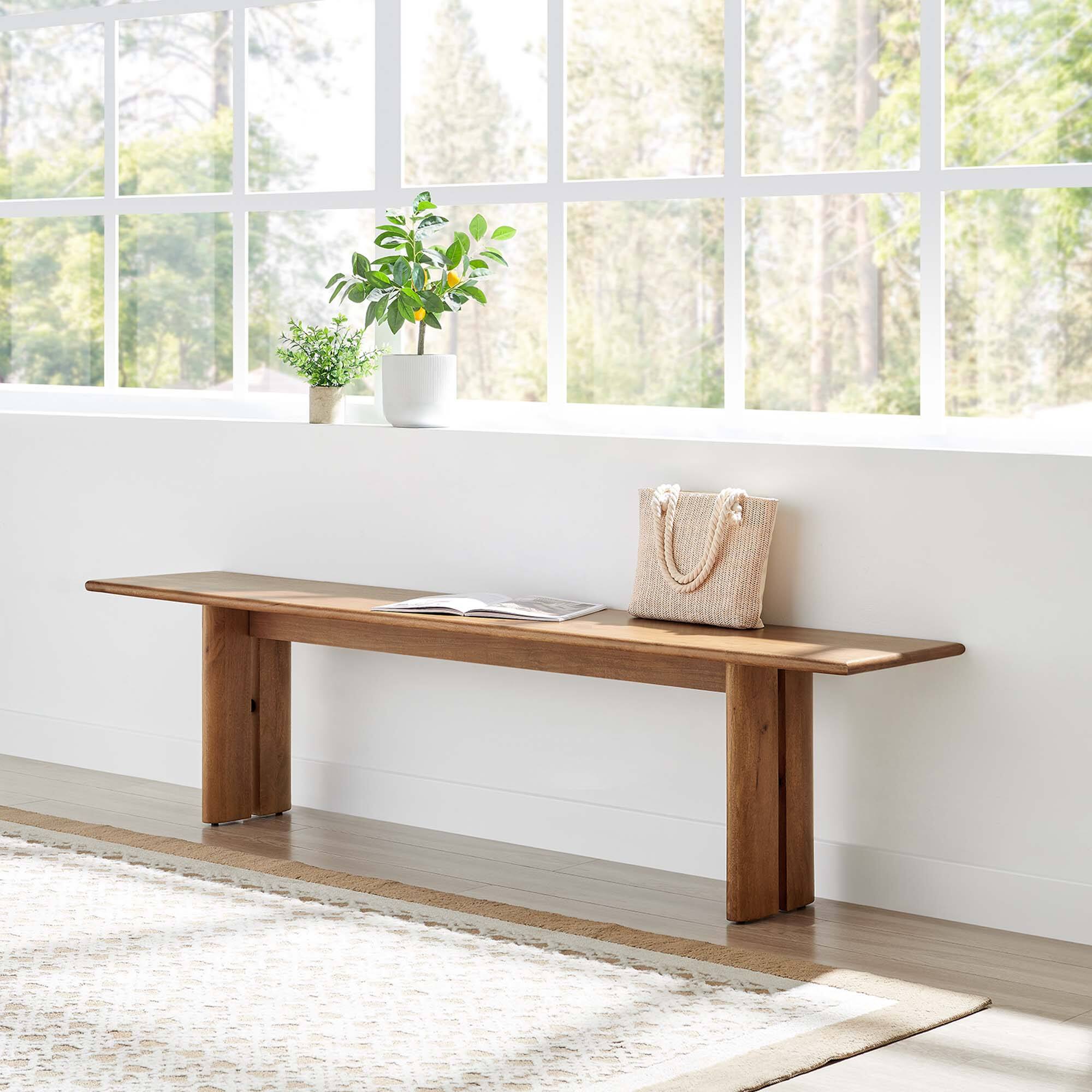 Alt View 4. Modway - Amistad 72" Wood Bench by Modway - Brown.