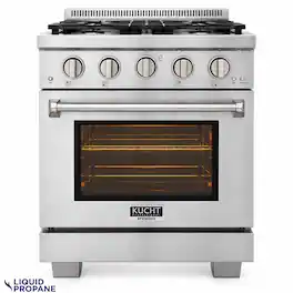 Kucht - 30 in. 4.2 cu. ft. Propane Gas Range and Convection Oven with True Simmer Burners - Stainless Steel