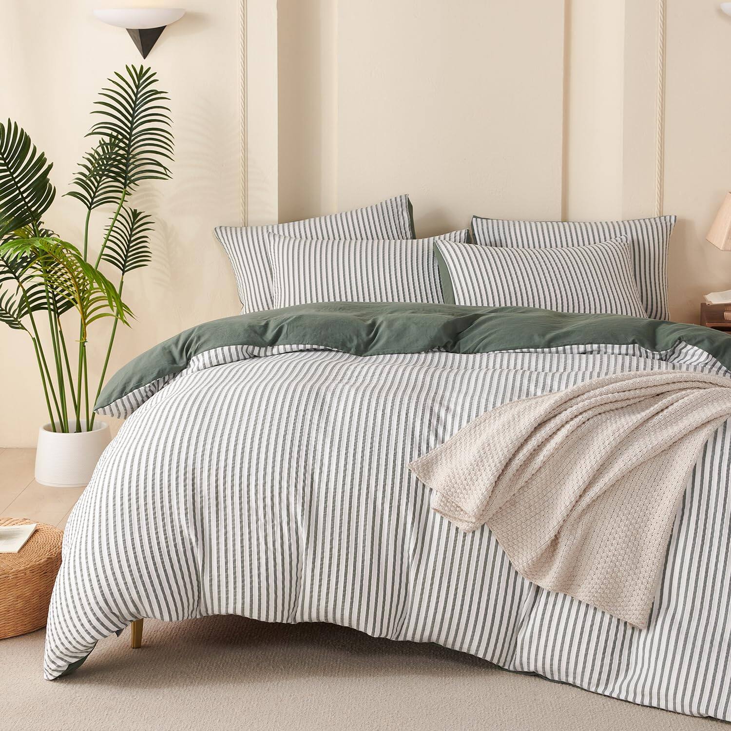 Green Striped (No Comforter)-King (104" x 90")