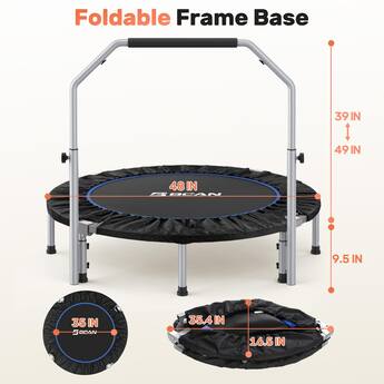 BCAN 102/122cm Rebounder Trampoline voor Volwassenen, Draagvermogen 204/250 kg, Elastieken, Verstelbare Handgreep, Stabiel, Stil, Binnen/Buiten, Full BCAN 102/122cm Rebounder Trampoline voor Volwassenen, Draagvermogen 204/250 kg, Elastieken, Verstelbare Handgreep, Stabiel, Stil, Binnen/Buiten, Full