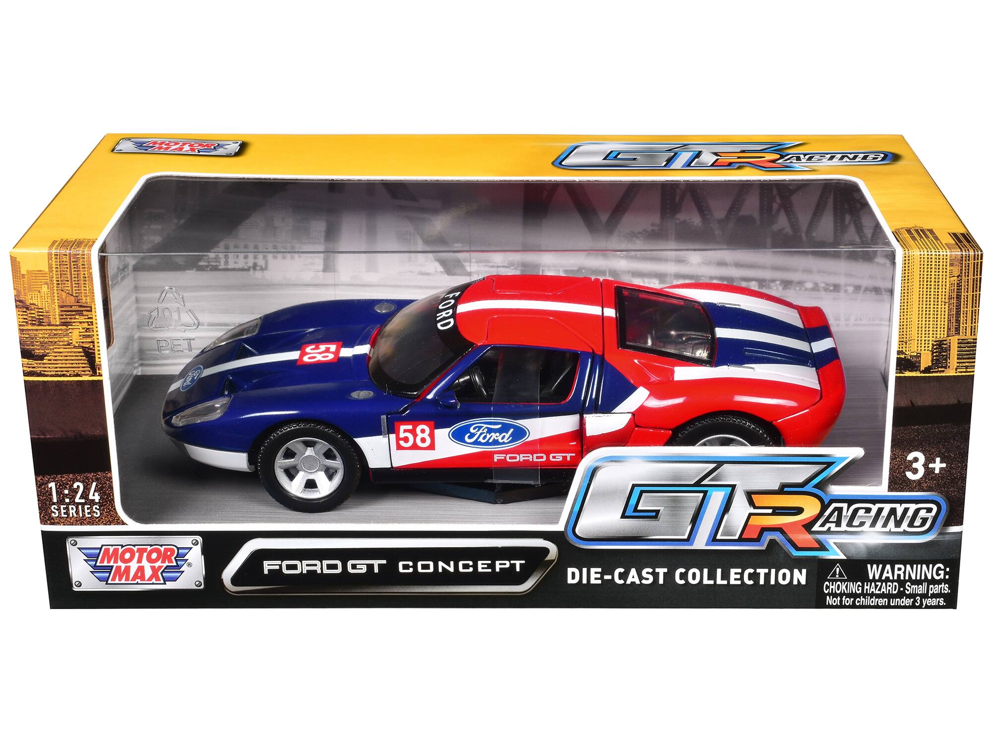 HON 2013 PET 58 ALING FORD 1:24 1 SERIES MOTOR MAX 58 Ford FORD GT 3+ GIRA ACING FORD GT CONCEPT WARNING: DIE-CAST COLLECTION CHOKING HAZARD Small parts. Not for children under 3 years.

GT RACING  
GT COLLECTION  
DIE-CAST COLLECTION  
WARNING: CHOKING HAZARD - Small parts. Not for children under 3 years.  
1:24 SERIES  
MOTOR MAX  
FORD GT CONCEPT  
3+