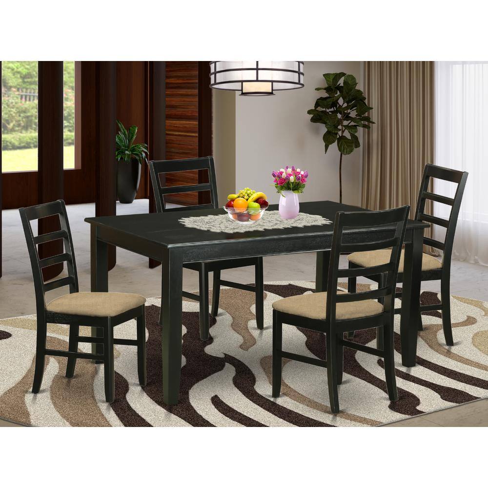 Left. East West Furniture - DUPF5-BLK-C 5 PcKitchen Table set for 4-Dining Table and 4 Kitchen Dining Chairs - Black.