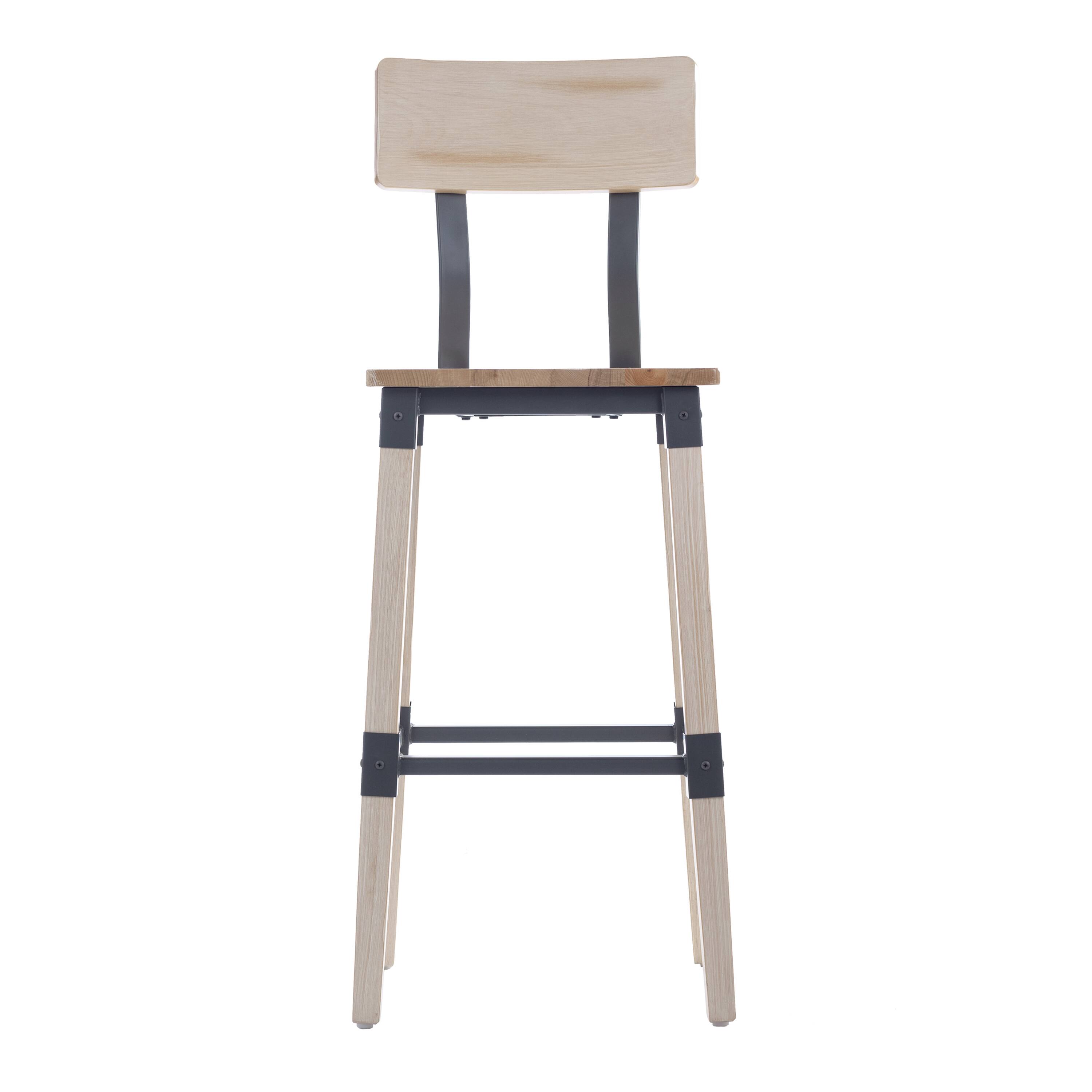 Angle. Flash Furniture - Jackson 2 Pack Commercial Grade Rustic Antique White Industrial Wood Dining Barstool - White.