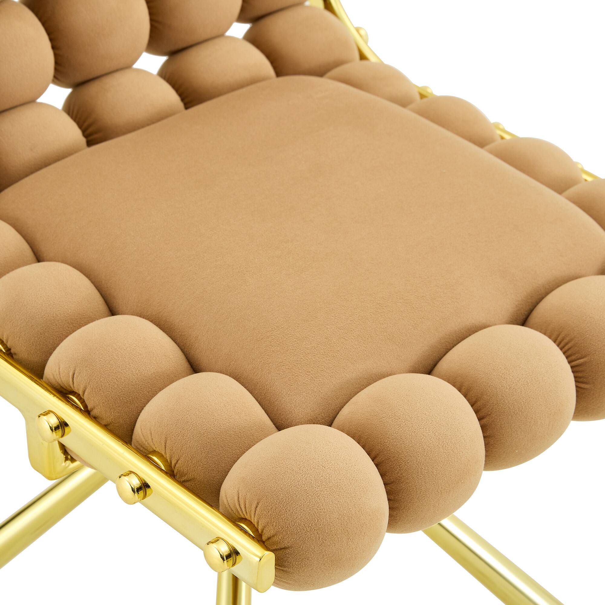 Alt View 9. Loheer - Loheer Swivel Dining Chair Tufted Upholstered Armless Accent Chair for Dining Room Home Office, Gold Legs, 1.63 ft - Brown,Gold.
