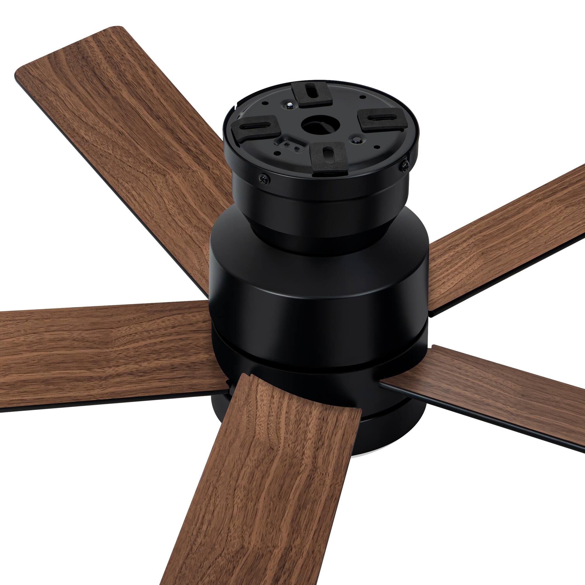 Alt View 9. Breezary - 42" Flush Mount Ceiling Fan with 5 Plywood Blades, 3-Color Light, DC Motor, Remote Control, Timer with Memory - Matte Black and Deep Walnut Color.