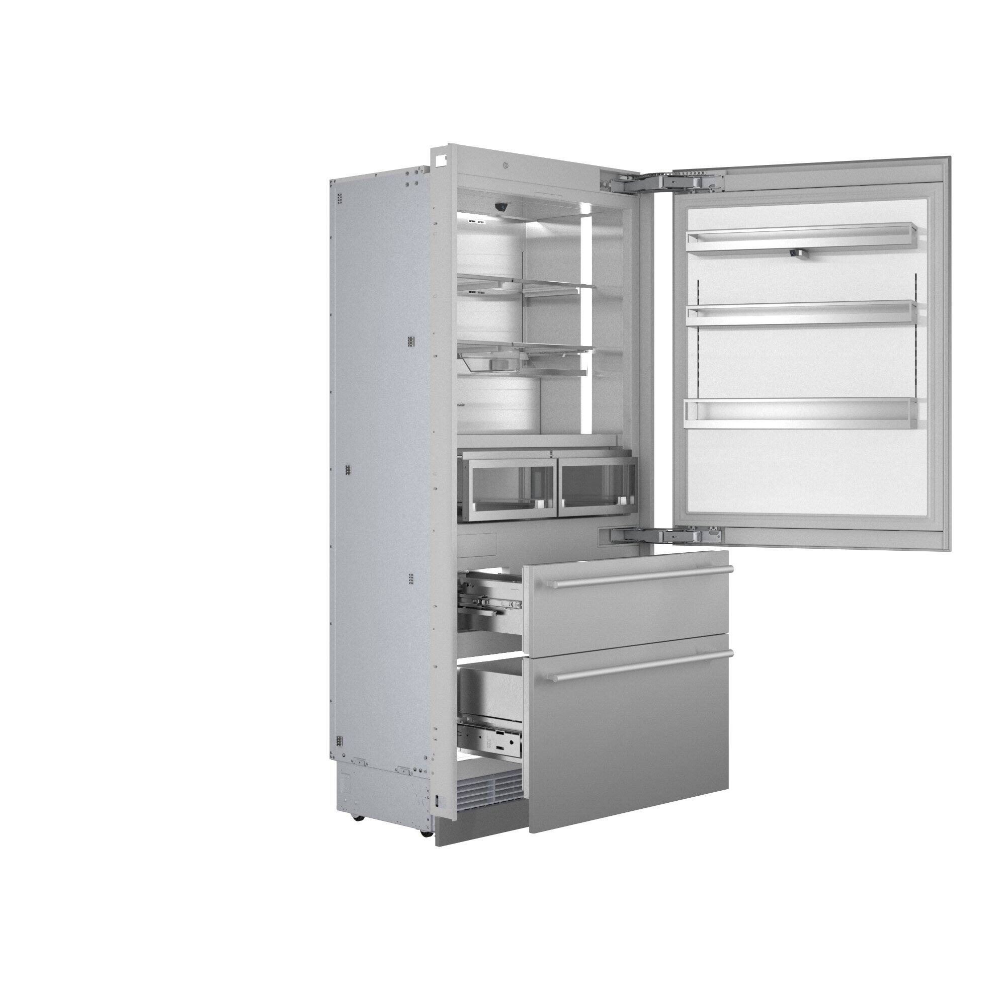 Angle. Thermador - Freedom Collection 18.8 Cu. Ft. Bottom Freezer Built-in Smart Refrigerator with Masterpiece Series Handles - Stainless Steel.