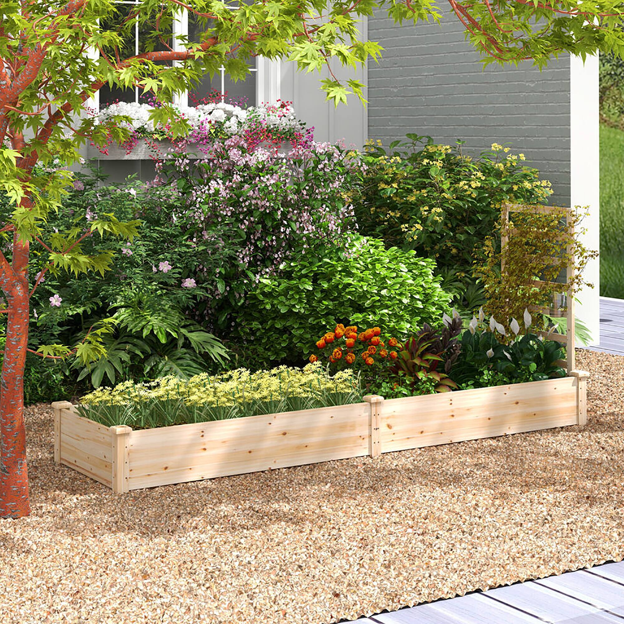 Alt View 4. Gymax - Gymax Raised Garden Bed Wooden Planter Box with Divided Space for Outdoor Natural - Natural.