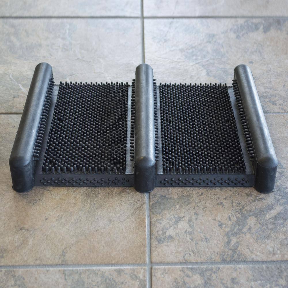 Back. AmeriHome - Rubber Boot Scraper Mat - Black.