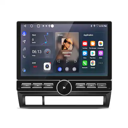 6:13 PM
Navi 0 km/h
Music
Application
06:13 Friday
UNKNOWN UNKNOWN
YouTube
File Manager
ImageScan
Video
Play Store
Radio
DVR ... REC
Bluetooth
Chrome
MBC