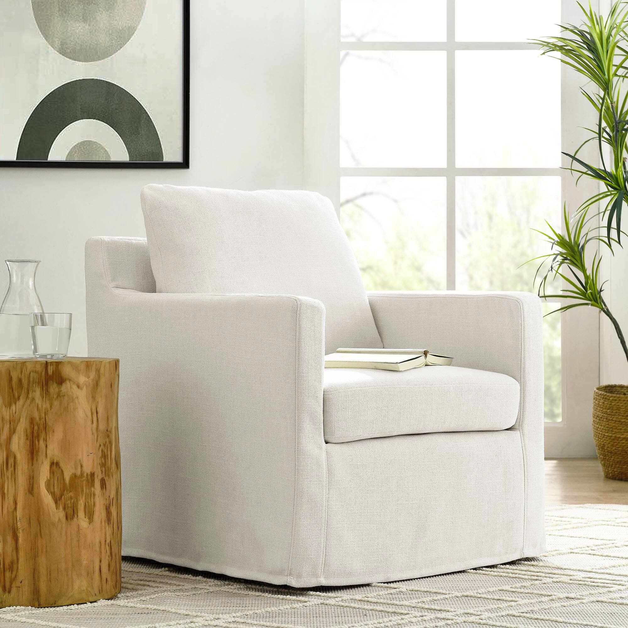 Alt View 5. Modway - Serene Fabric Slipcovered Swivel Armchair by Modway - Gray.