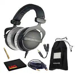Beyerdynamic - DT 770 Pro 80 Ohm Headphones with Splitter and Extension Cable Bundle - Black