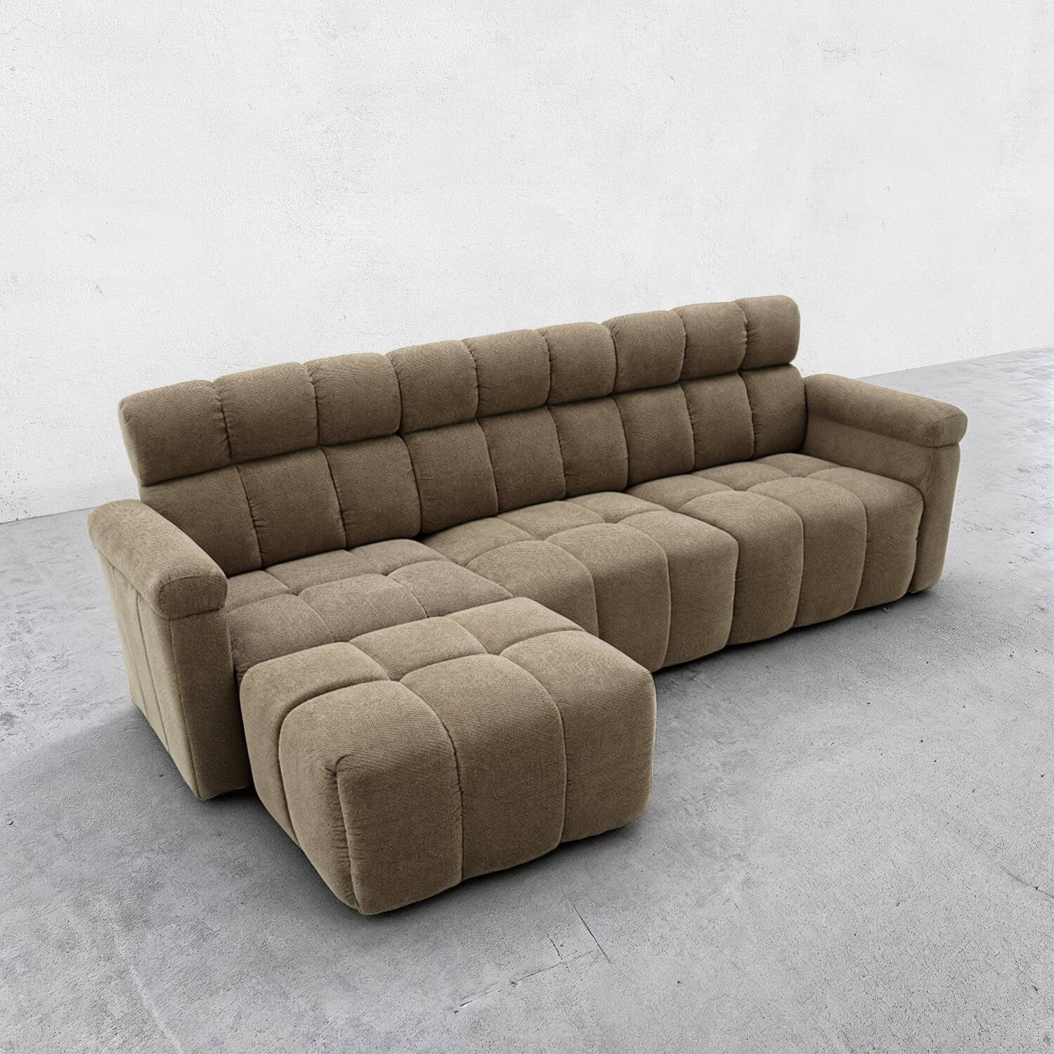 Alt View 10. Homsee - High Back L-Shaped Chenille Sectional Sofa, 4-Seater Couch with Firm Cushion, Modern Comfy Living Room Furniture - Brown.