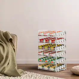 Oumilen - Set of 2 Stackable Can Rack Organizer, White - White