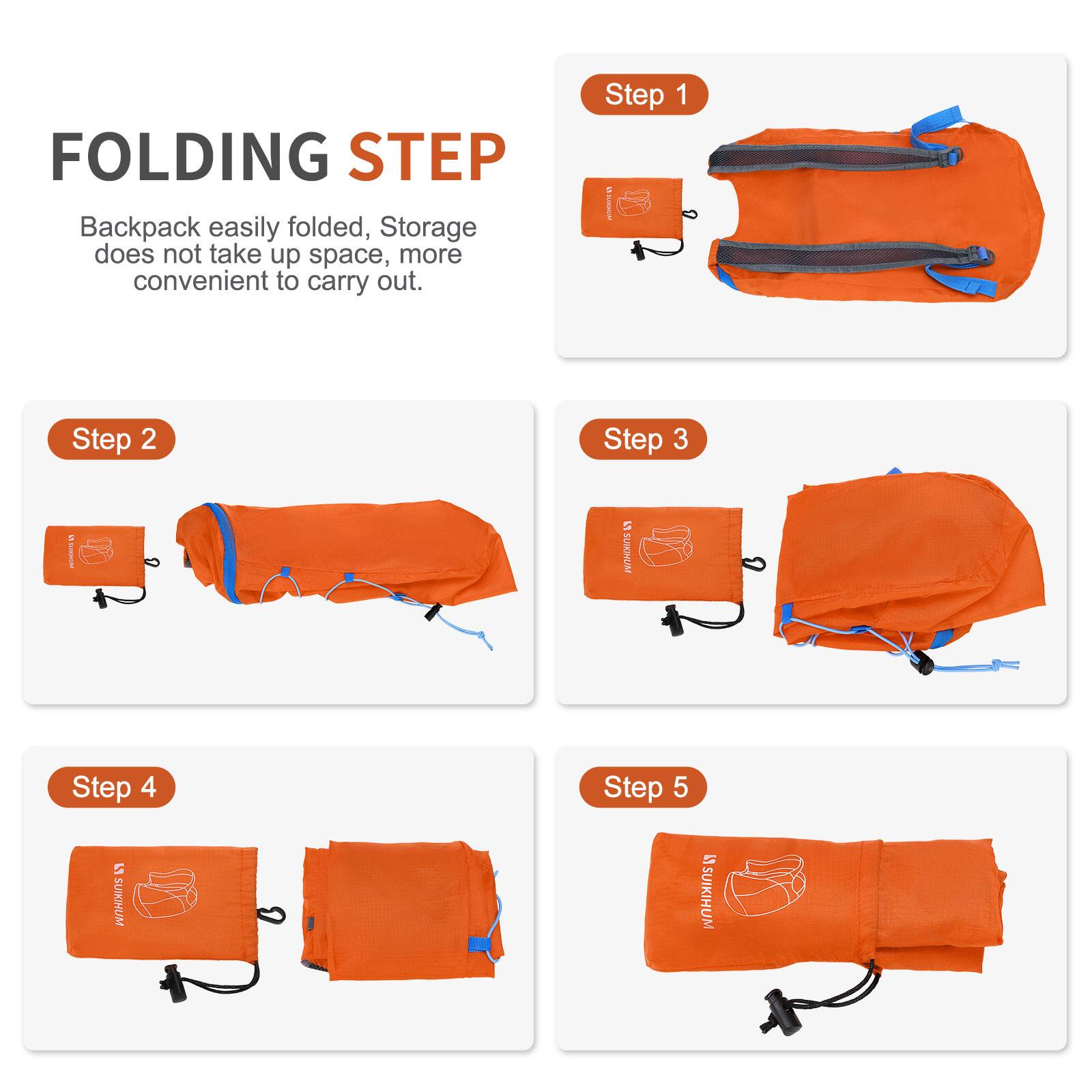 FOLDING STEP

Backpack easily folded, Storage does not take up space, more convenient to carry out.

Step 1  
Step 2  
Step 3  
Step 4  
Step 5