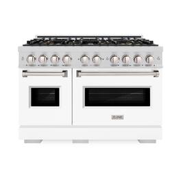 ZLINE - 48 in. 6.7 cu. ft. Classic Freestanding Dual Fuel Range with 8 DuoPro Burners and Dual Ovens with White Matte Doors - White Matte