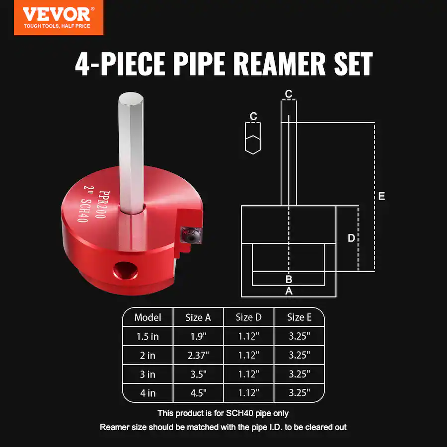Pvc Reapers VEVOR PVC Pipe Reamer Kit, Aluminum Alloy, PVC Pipe Fitting Reamer ...