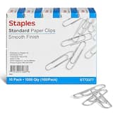 Staples - Smooth Paper Clips, 100 Clips/Pack, 10/Pack - Silver