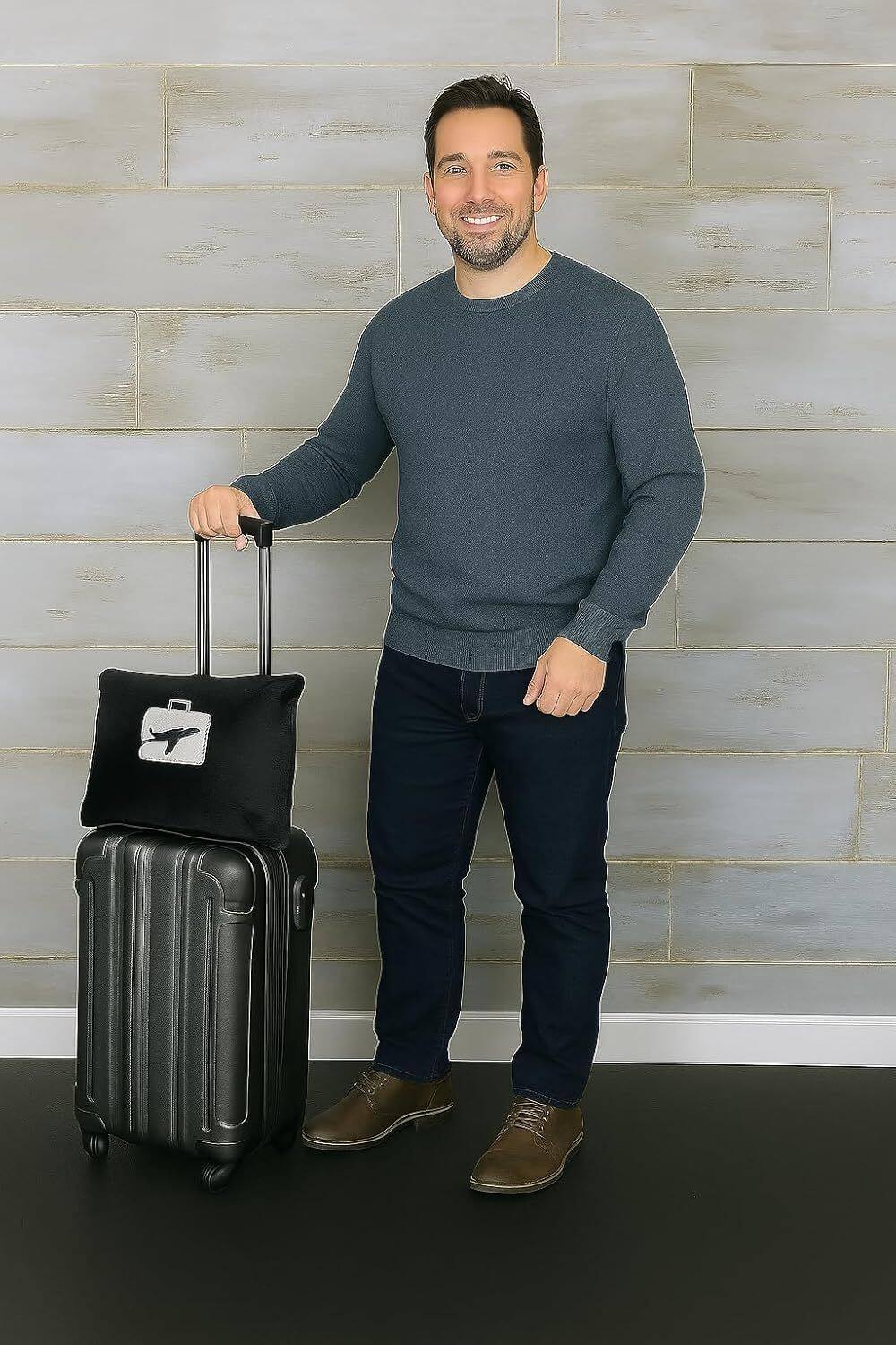 Back. Noble House - Noble House Comfort Fly Travel Pillow And Blanket Set - Great For long Or Short Flights - Makes A Great Gift - Black - Black.