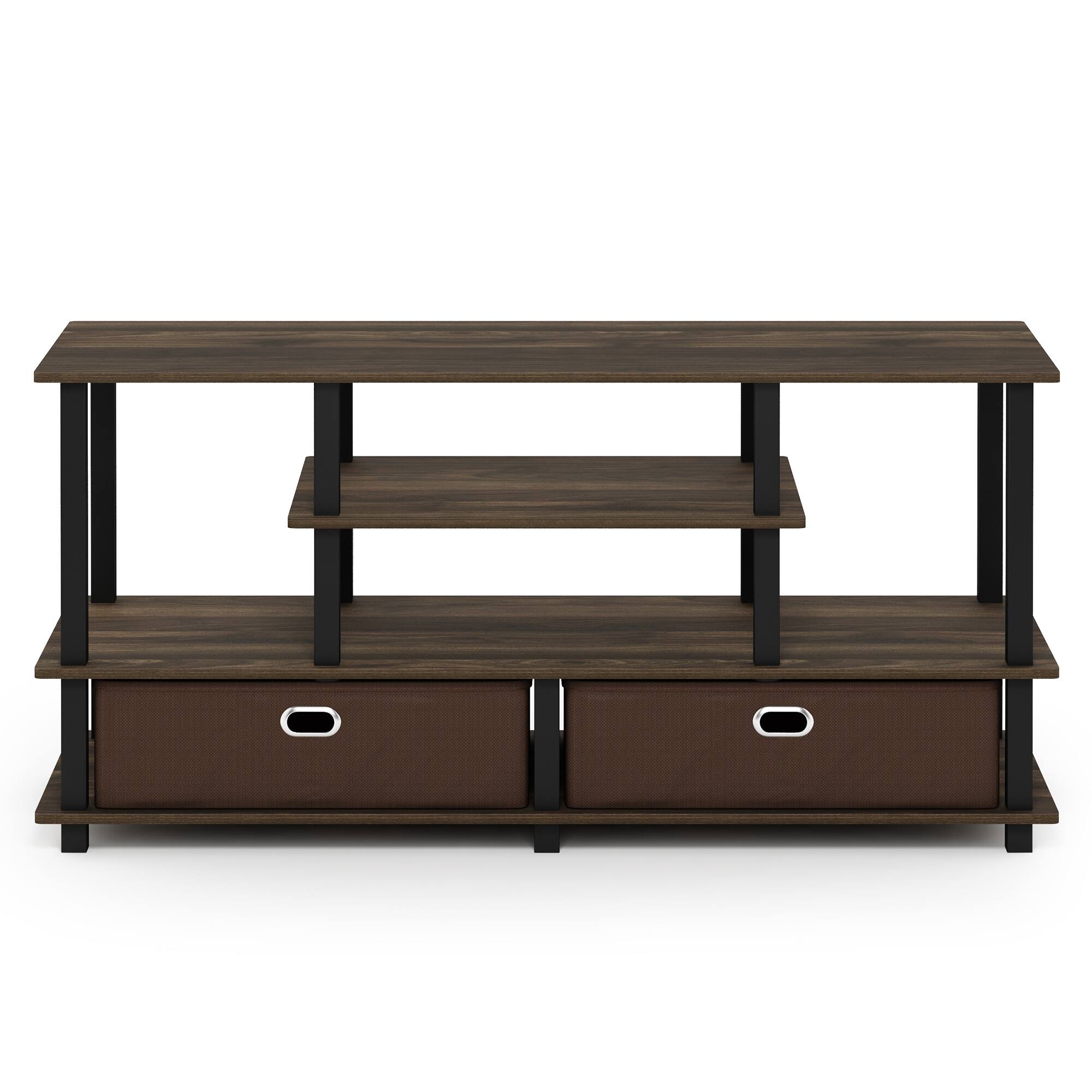 Alt View 2. Furinno - JAYA Large TV Stand for up to 55-Inch TV with Storage Bin - Columbia Walnut/Black/Dark Brown.