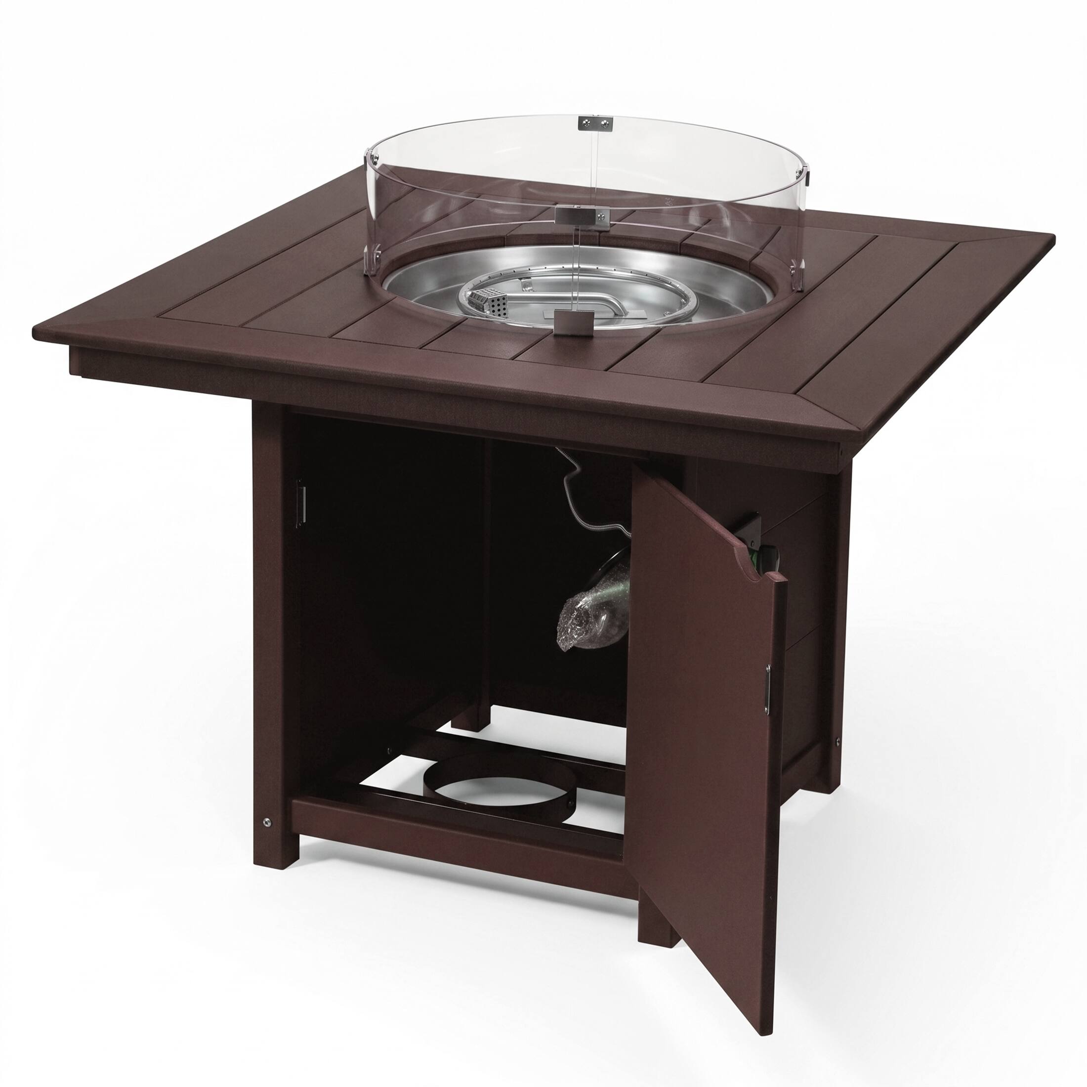 Left. WestinTrends - WestinTrends Helios Modern Outdoor Patio Propane 42" Square Fire Pit Table - Dark Brown.
