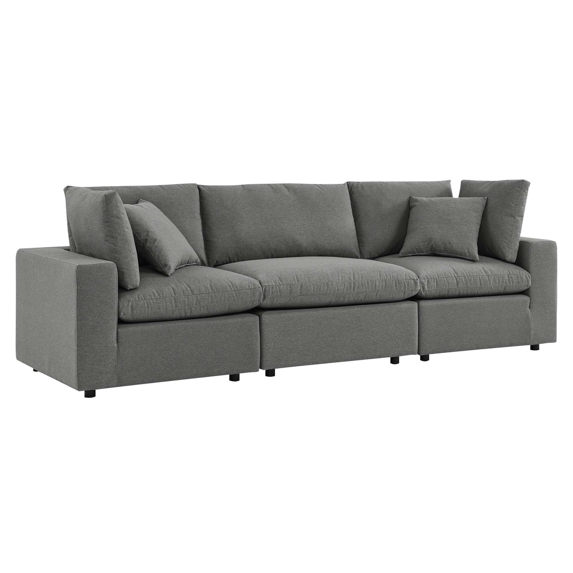 Angle. Modway - Commix Overstuffed Outdoor Patio Sofa by Modway - Charcoal.