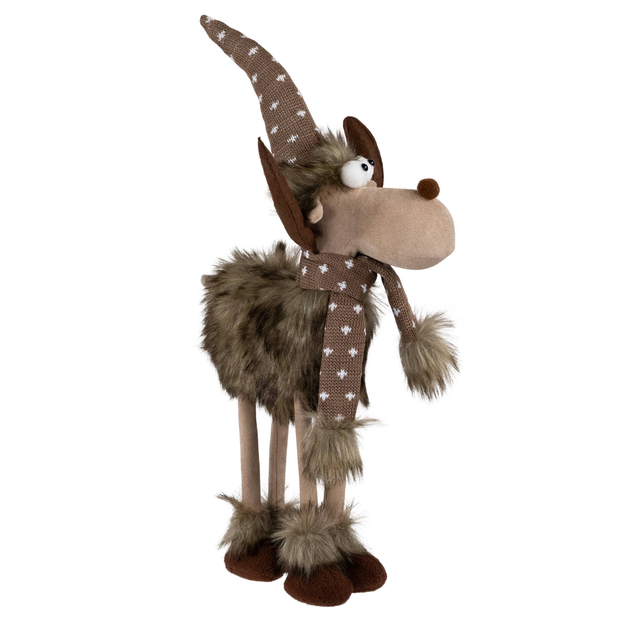 Alt View 3. Northlight - Standing Four Legged Moose Christmas Figure - 19" - Brown and White - Brown.