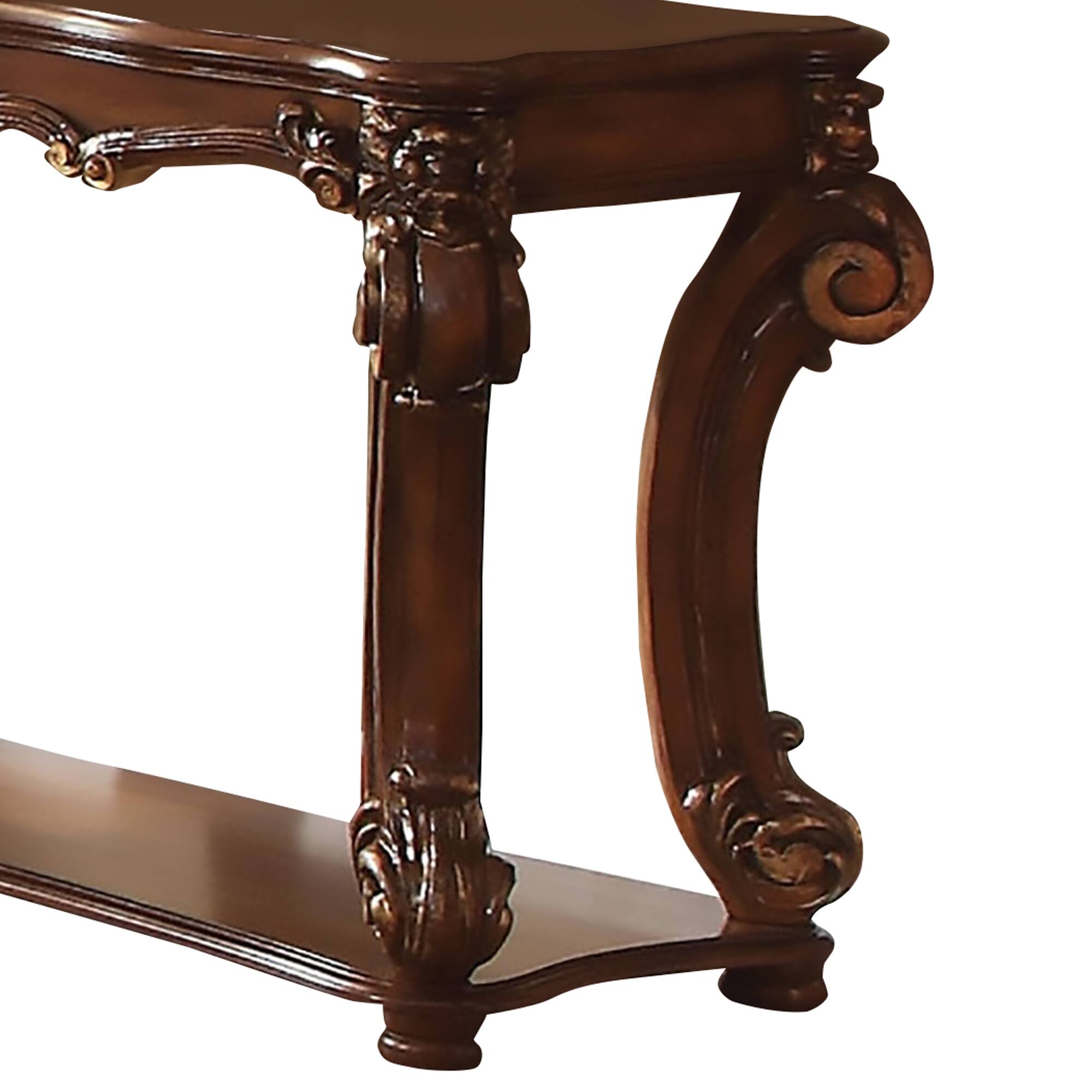 Alt View 3. Manhattan Lane - Rectangular Sofa Table With Scrolled Leg And Bottom Shelf - Brown.