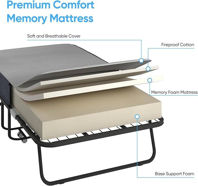Premium Comfort Memory Mattress

- Soft and Breathable Cover
- Fireproof Cotton
- Memory Foam Mattress
- Base Support Foam