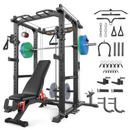 FED Fitness - Power Cage, 1600lbs Multi-Function Power Rack with Adjustable Cable Crossover System , Weight Cage for Home Gym - Black