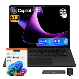 Microsoft - Surface 15" 2K Touch Laptop,Snapdragon X Elite 2024,32GB RAM,1TB SSD+1TB Dock Set,Copilot+ PC,Win11 Pro - Black