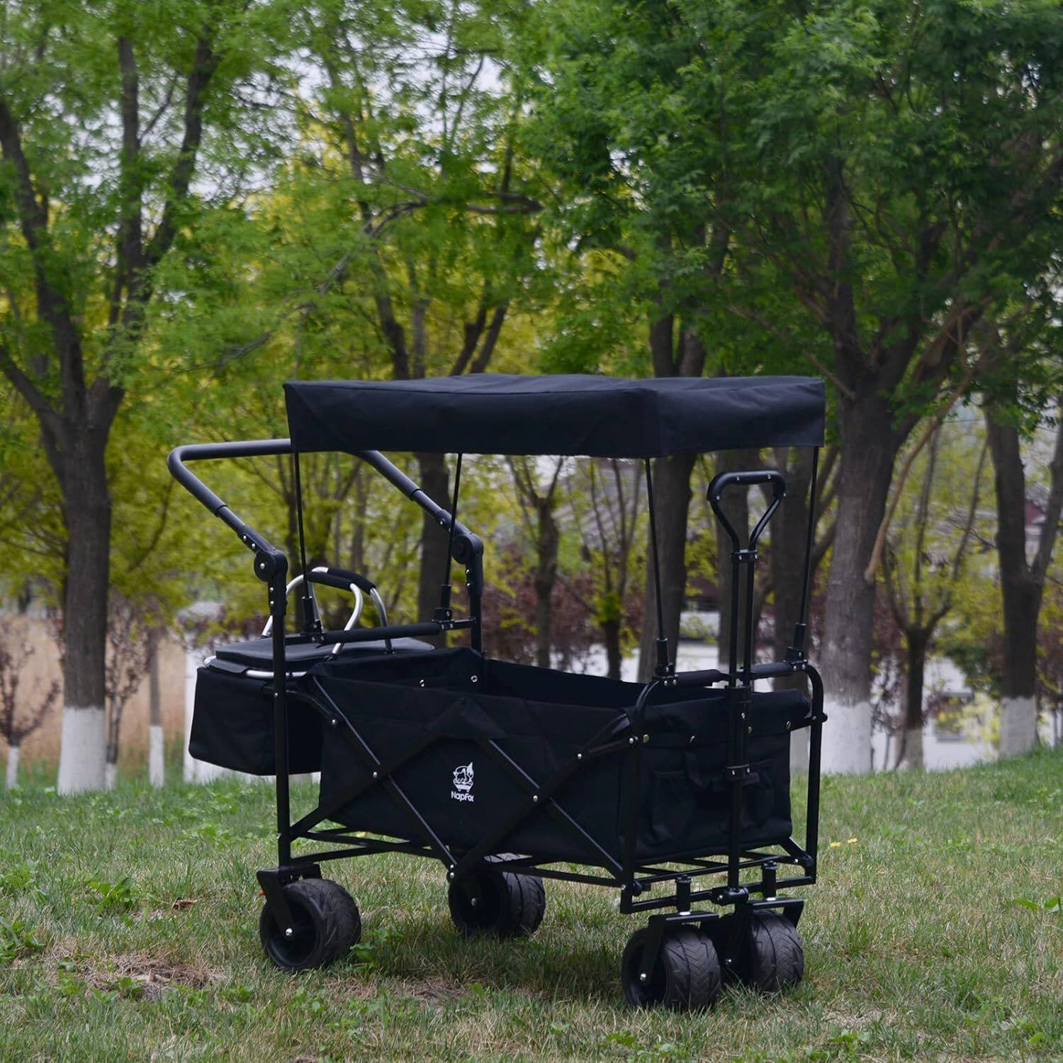 Alt View 2. Loheer - Loheer Heavy Duty Collapsible Wagon Cart with Canopy All Terrain Wheels and Brakes for Beach and Garden.