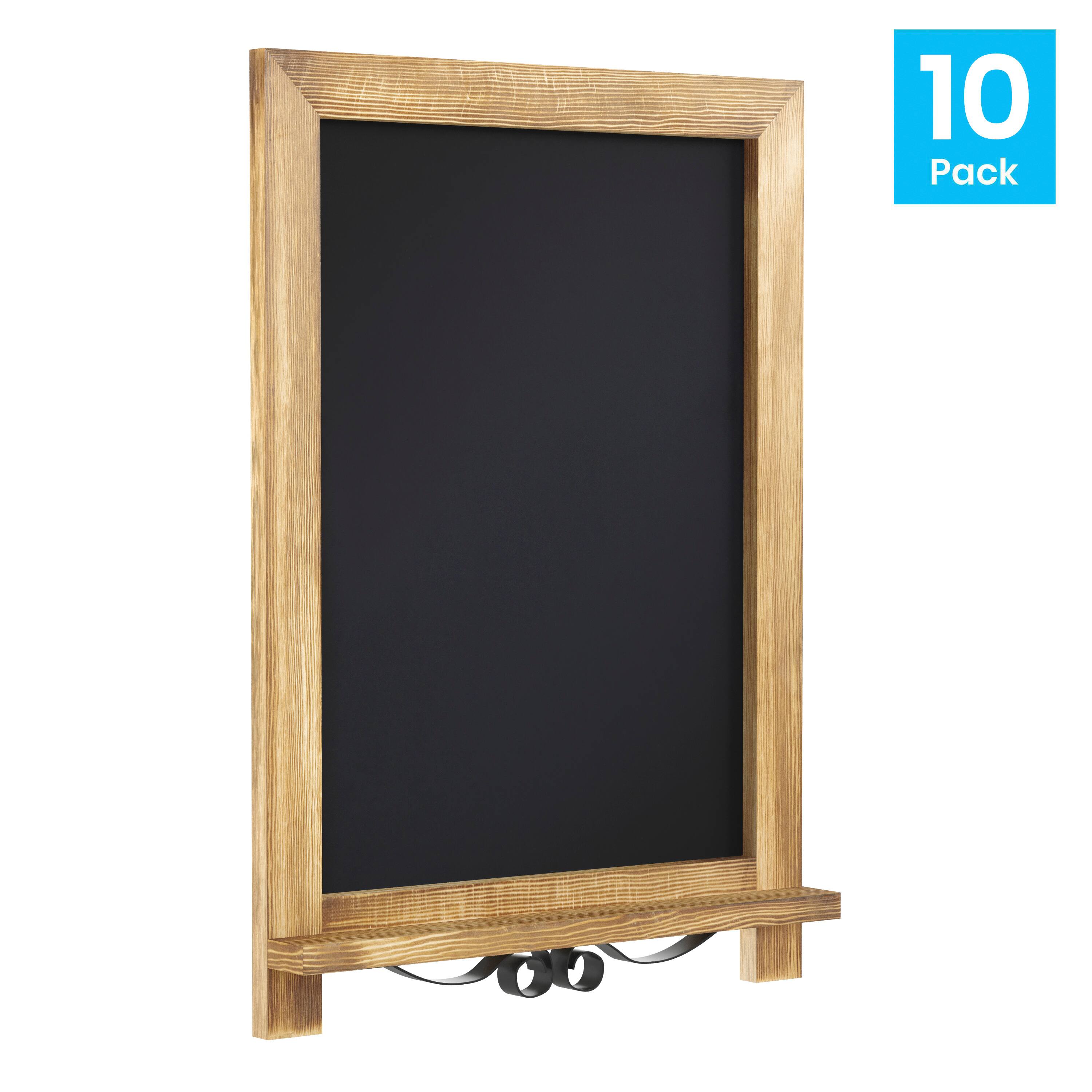 Alt View 1. Emma + Oliver - Burke Rustic Vintage Tabletop or Wall Hanging Chalkboard with Magnetic Surface and Folding Legs - Torched Brown.