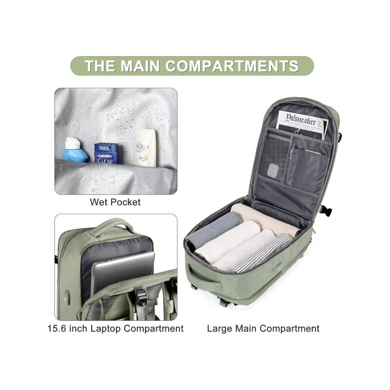 THE MAIN COMPARTMENTS

Wet Pocket
15.6 inch Laptop Compartment
Large Main Compartment
