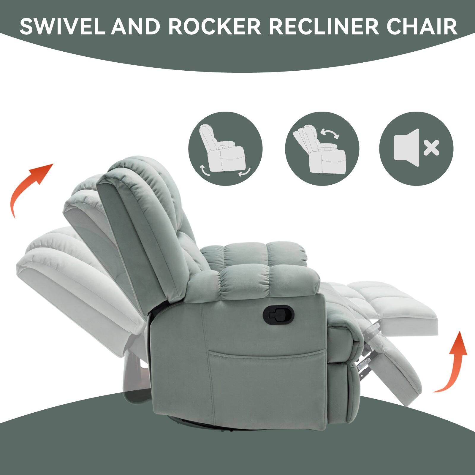 SWIVEL AND ROCKER RECLINER CHAIR x