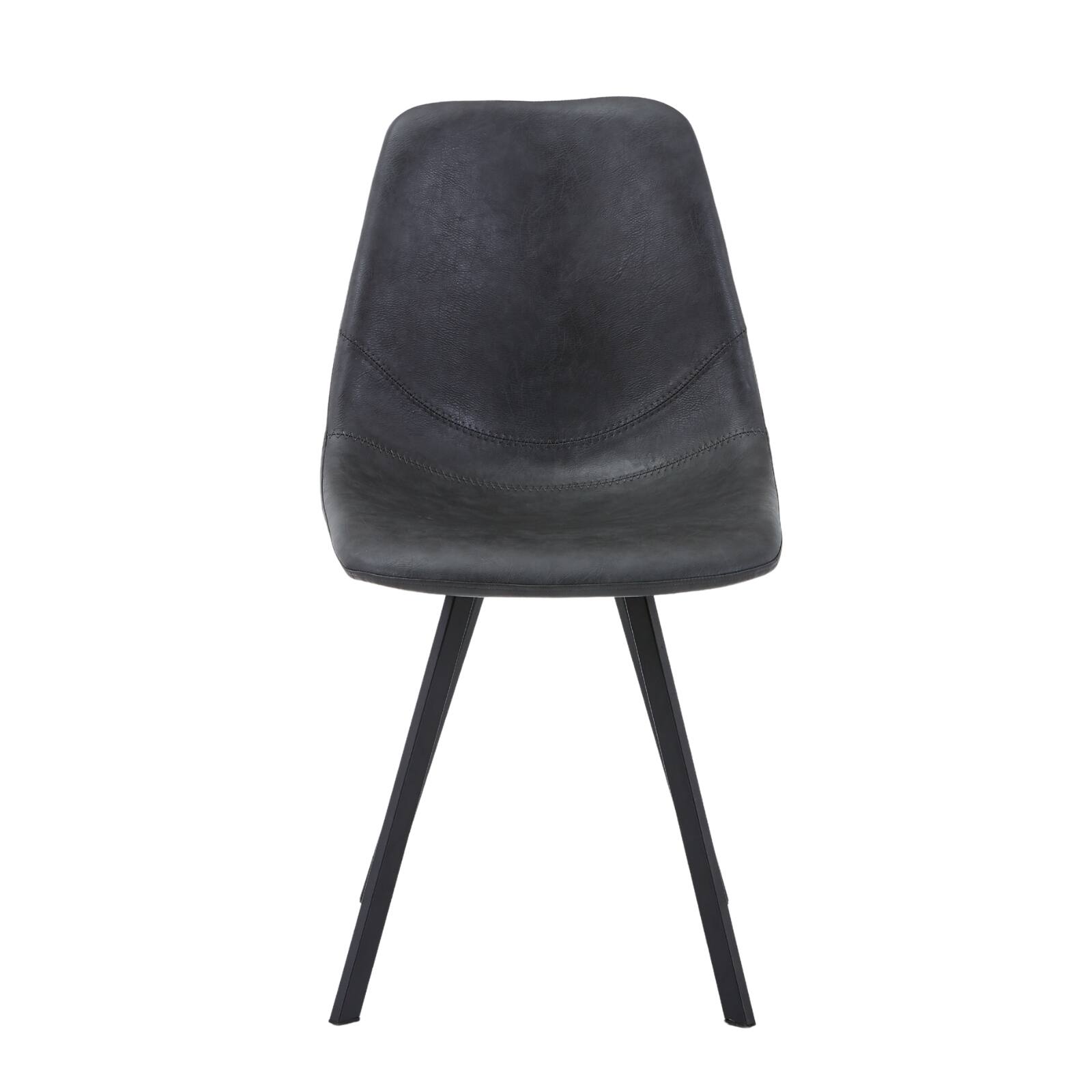 Alt View 6. LeisureMod - Markley 4-PCS Mid-Century Modern Leather Upholstered Desk Chair for Kitchen, Dining & Office - Charcoal Black.