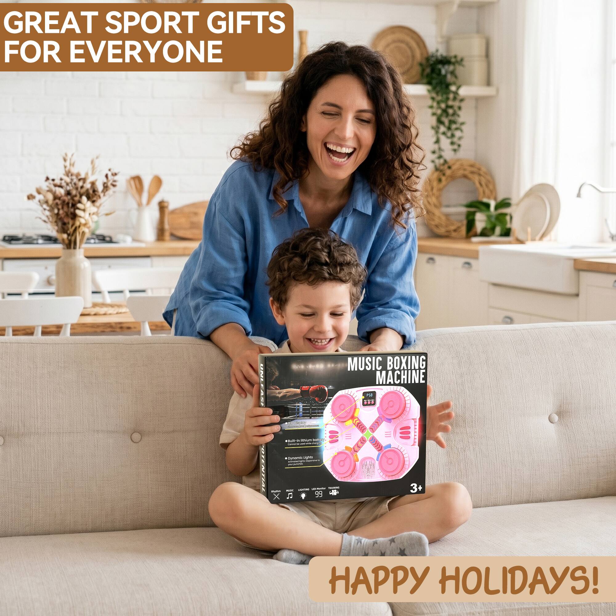 GREAT SPORT GIFTS FOR EVERYONE  
MUSIC BOXING MACHINE  
HAPPY HOLIDAYS!