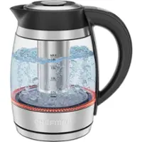 Chefman - Lightning 1.8L Custom-Temp Electric Kettle with Tea Infuser - Stainless Steel - Front_Zoom