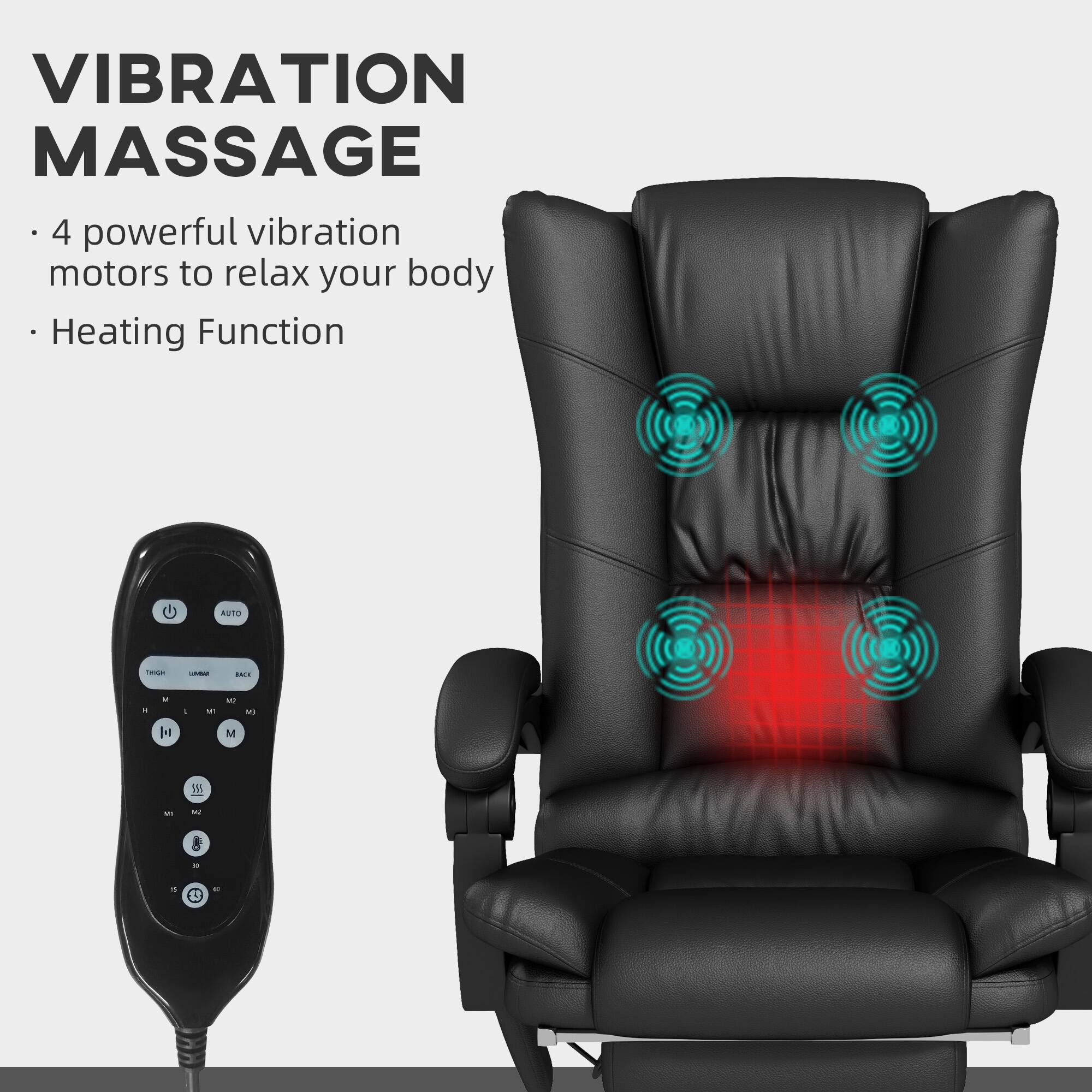 VIBRATION MASSAGE
4 powerful vibration motors to relax your body
Heating Function
AUTO
THIGH
LUMBAR
BACK
M
L
M2
M3
M4
M5
30
SSS