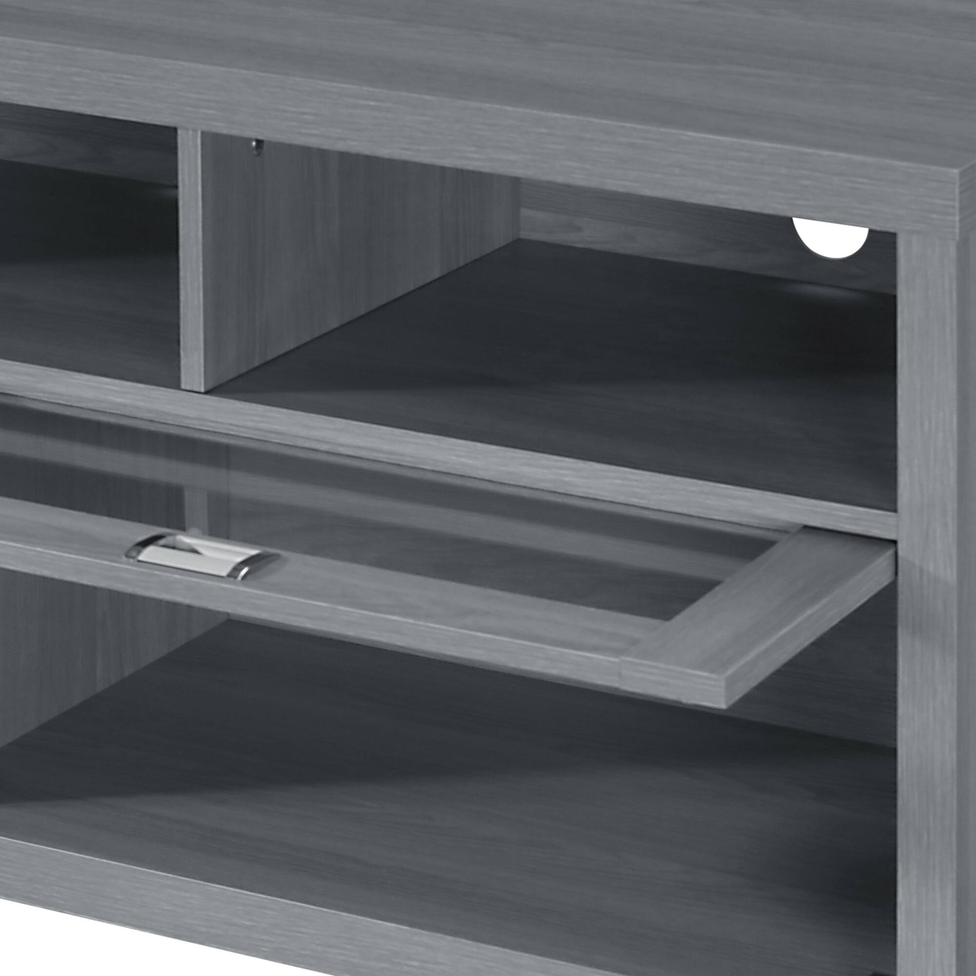 Alt View 4. GOODSILO - Modern TV Stand for Large Screens Up to 75 Inches with Storage Shelves and Glass Doors - Gray.