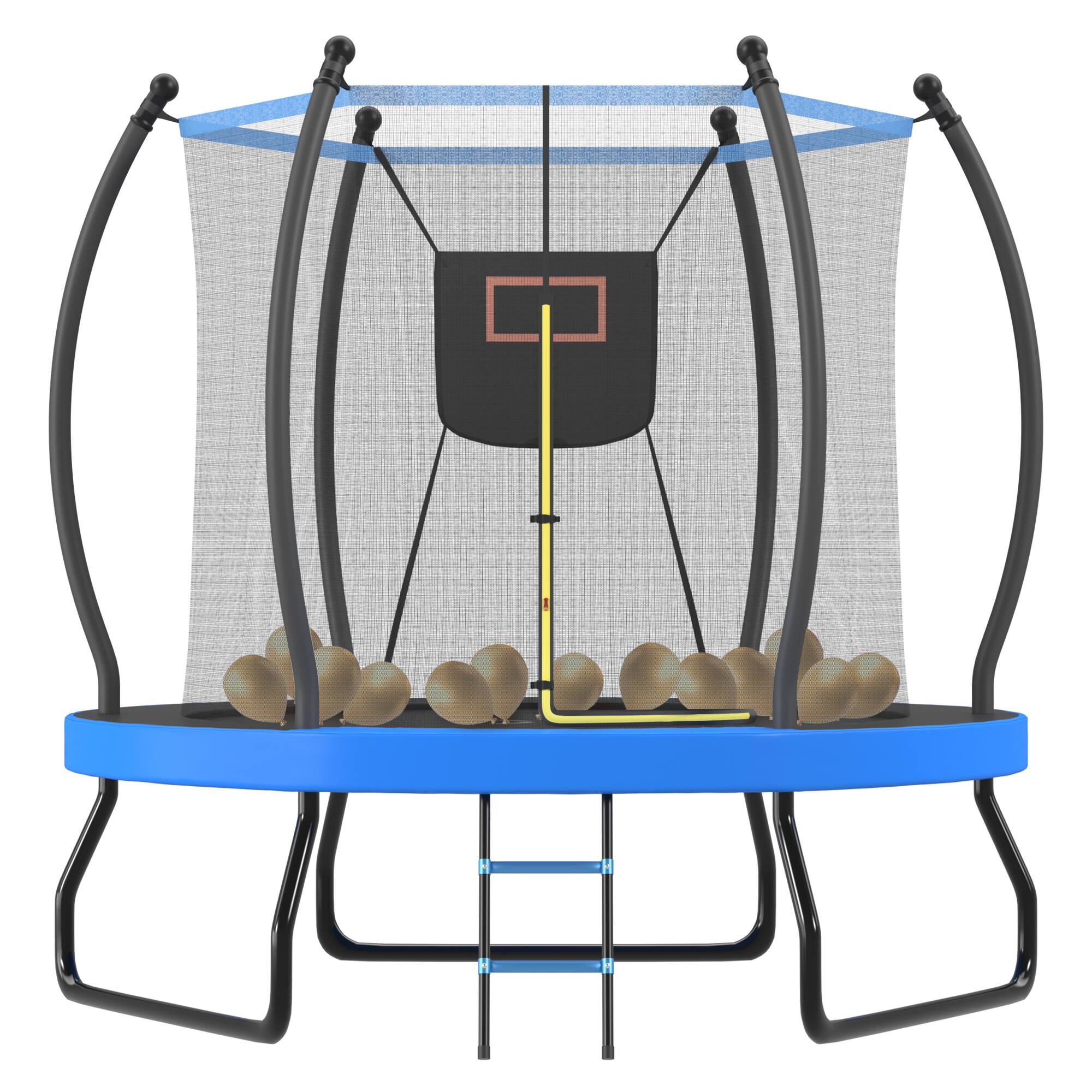 Alt View 5. LOVMOR - Lovmor 8 FT Trampoline with Basketball Hoop and Ladder Recreational Trampoline for Kids.