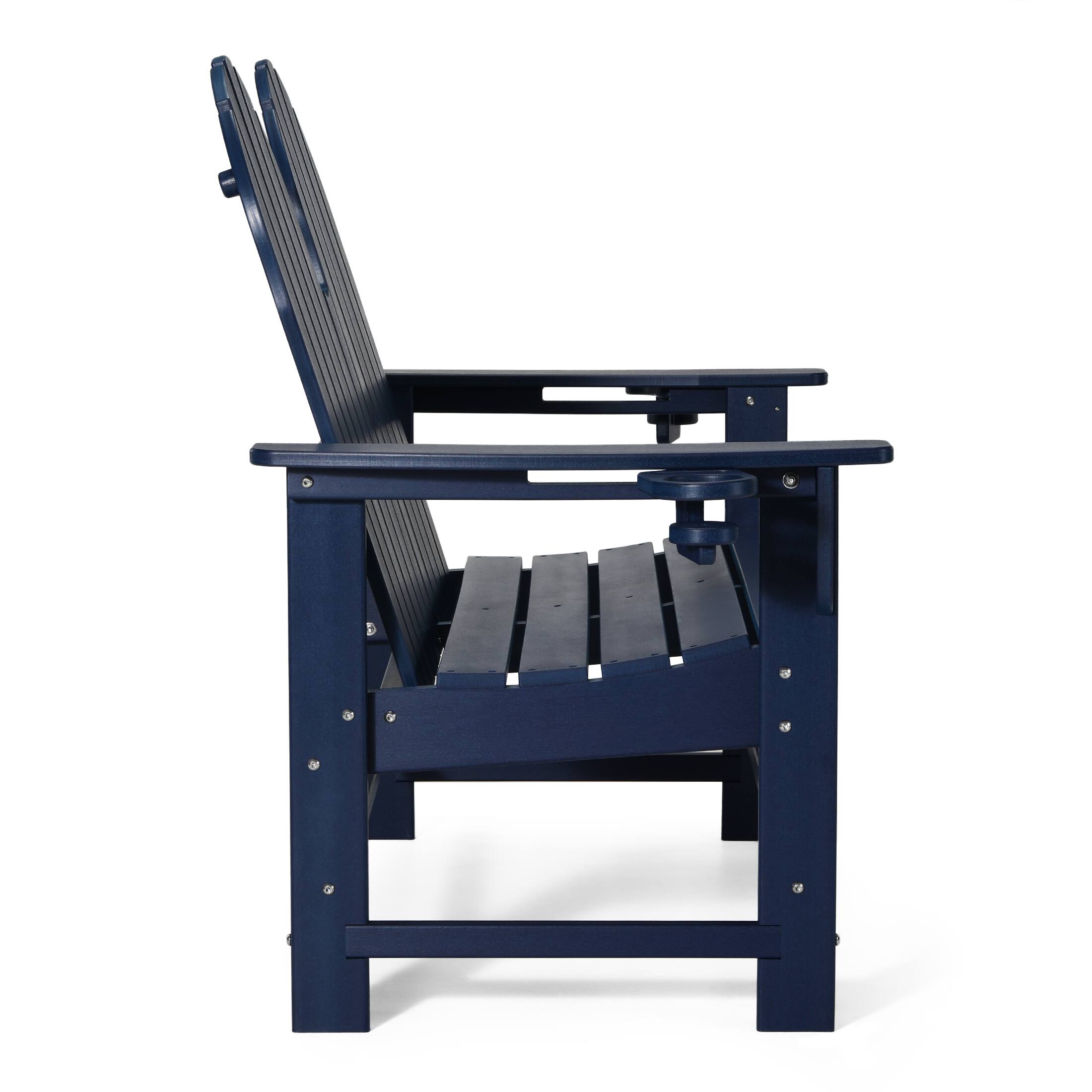 Left. WestinTrends - WestinTrends St. Augustine Outdoor Patio 49" HDPE Adirondack Garden Bench - Navy Blue.