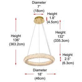 Elegant Lighting - Bowen 18 inch Adjustable LED Chandelier - Satin Gold