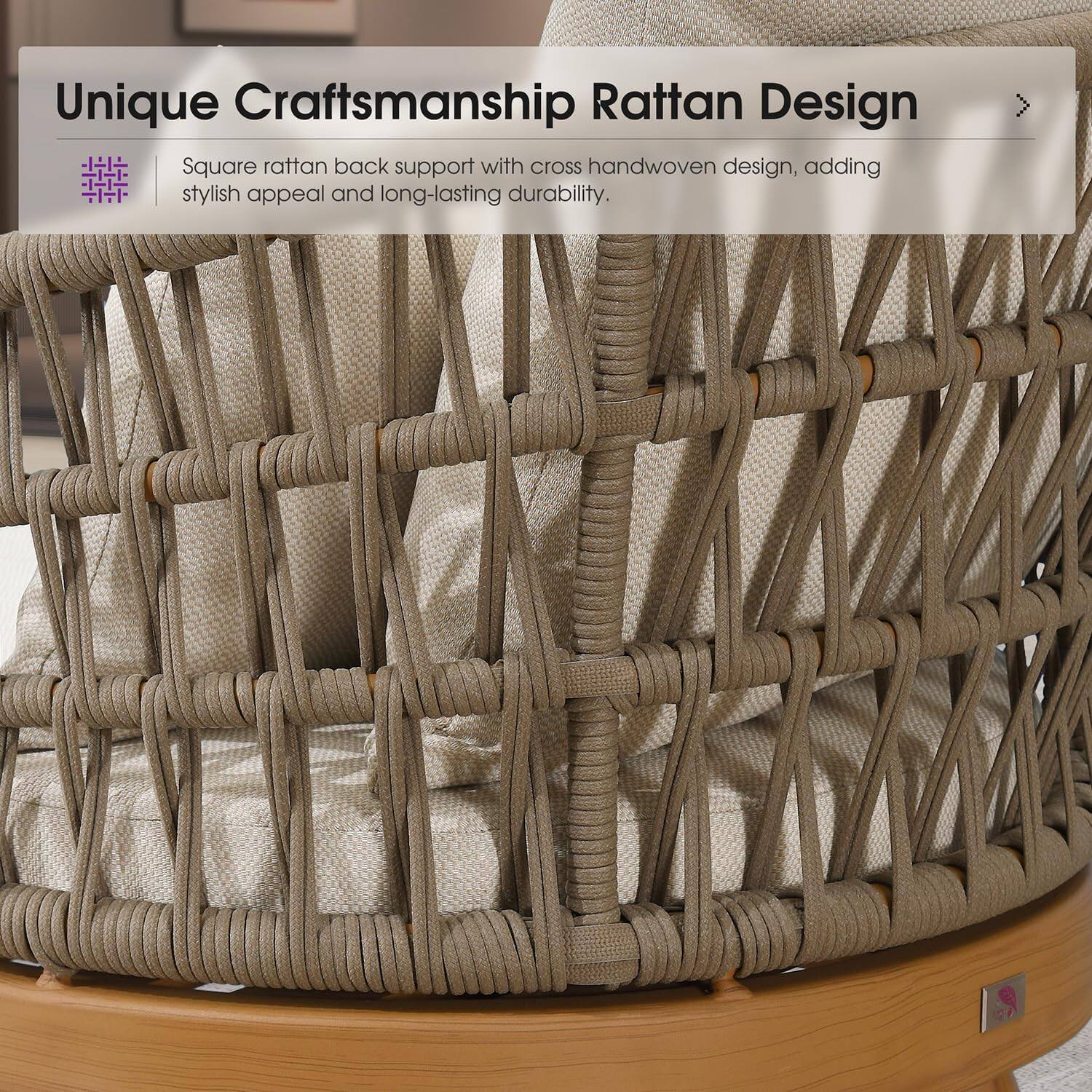 Unique Craftsmanship Rattan Design

Square rattan back support with cross handwoven design, adding stylish appeal and long-lasting durability.